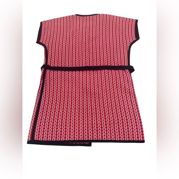 Pendleton Women’s Petite Sz M Red White Knit Robe Swim Cover Up Wrap Dress Shirt - Picture 2 of 5